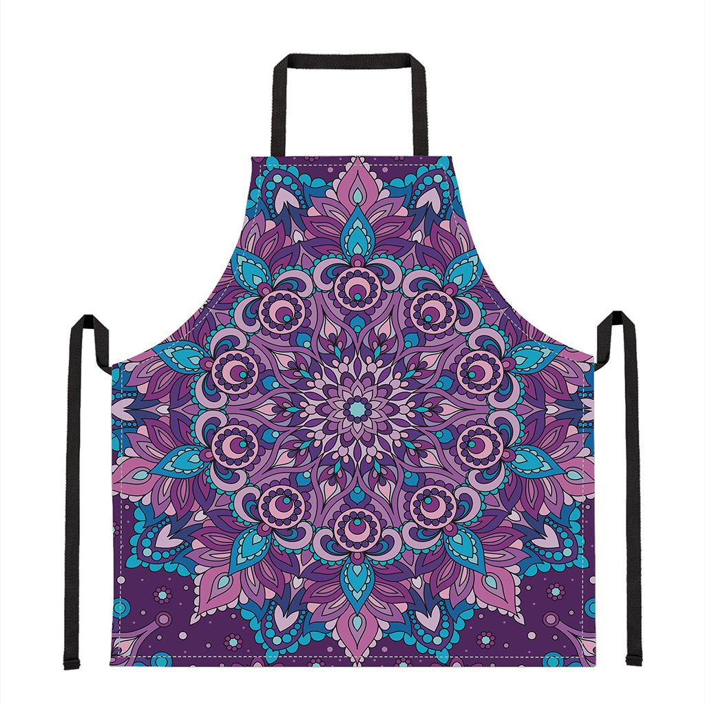 Purple And Blue Mandala Print Apron