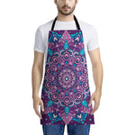 Purple And Blue Mandala Print Apron