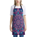 Purple And Blue Mandala Print Apron