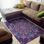 Purple And Blue Mandala Print Area Rug