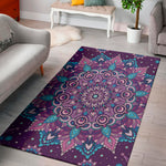 Purple And Blue Mandala Print Area Rug