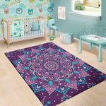Purple And Blue Mandala Print Area Rug