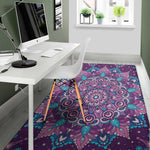 Purple And Blue Mandala Print Area Rug