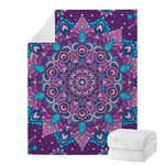 Purple And Blue Mandala Print Blanket