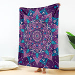 Purple And Blue Mandala Print Blanket