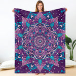 Purple And Blue Mandala Print Blanket