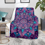 Purple And Blue Mandala Print Blanket