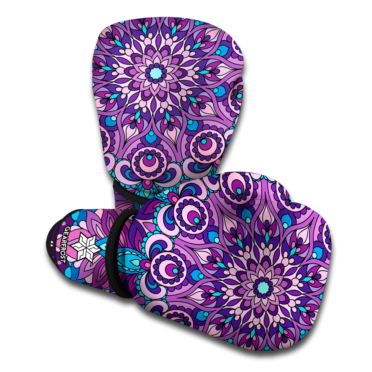 Purple And Blue Mandala Print Boxing Gloves