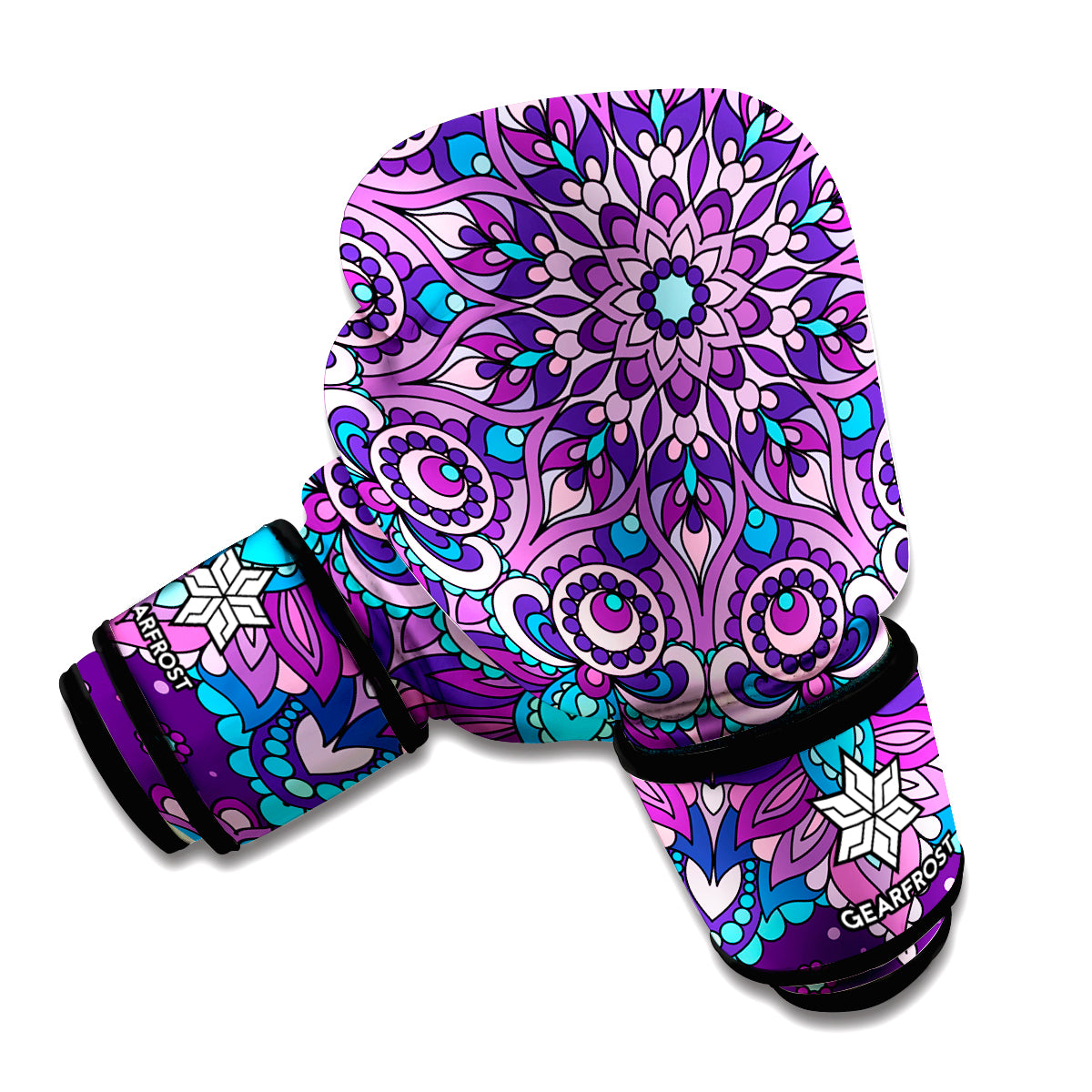 Purple And Blue Mandala Print Boxing Gloves