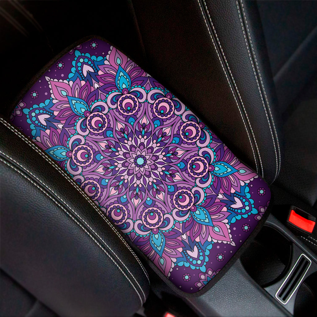 Purple And Blue Mandala Print Car Center Console Cover