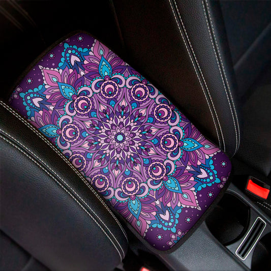 Purple And Blue Mandala Print Car Center Console Cover
