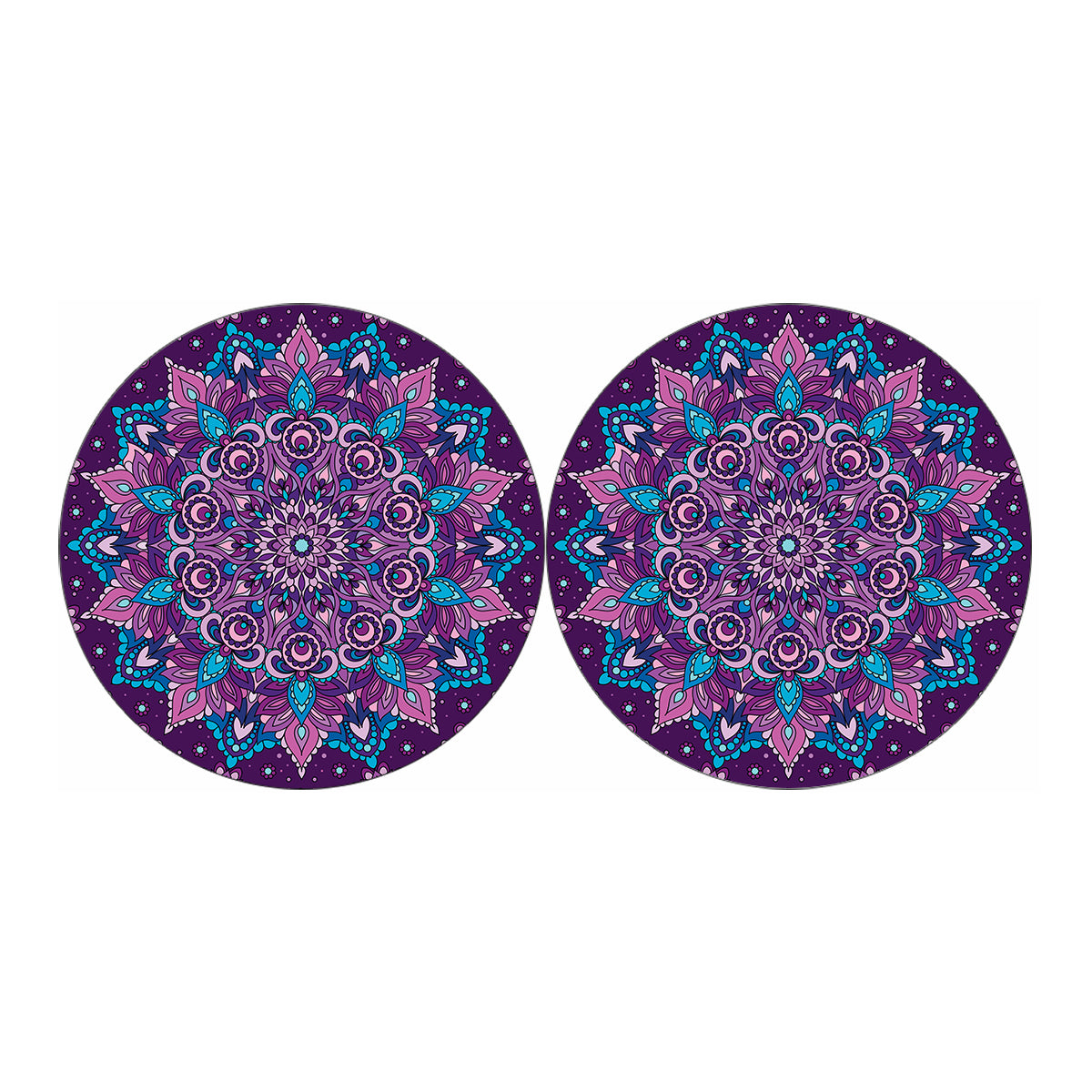 Purple And Blue Mandala Print Car Coasters