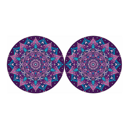 Purple And Blue Mandala Print Car Coasters