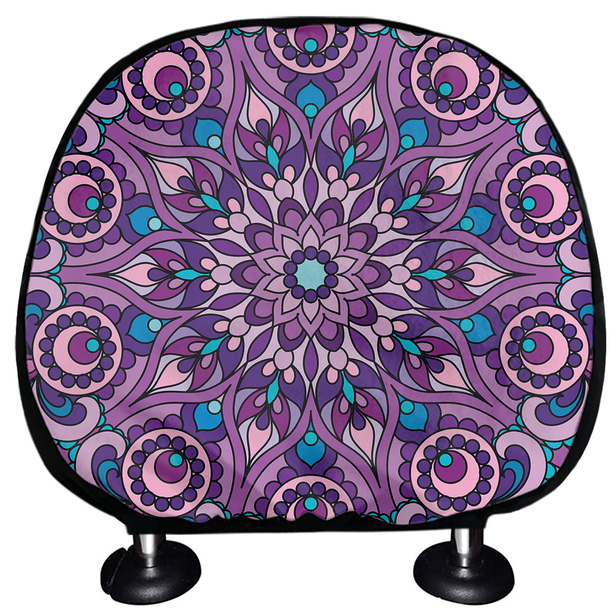 Purple And Blue Mandala Print Car Headrest Covers