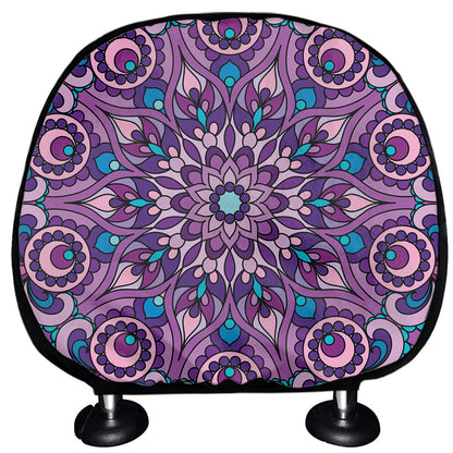 Purple And Blue Mandala Print Car Headrest Covers