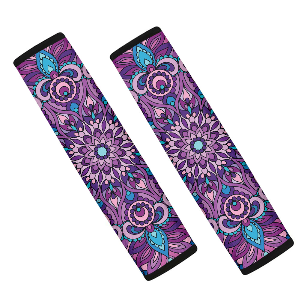 Purple And Blue Mandala Print Car Seat Belt Covers