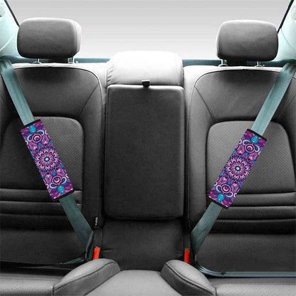 Purple And Blue Mandala Print Car Seat Belt Covers