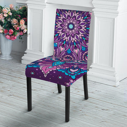 Purple And Blue Mandala Print Dining Chair Slipcover