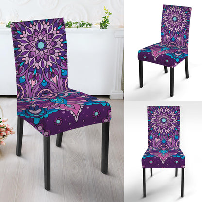 Purple And Blue Mandala Print Dining Chair Slipcover