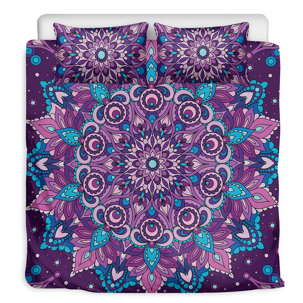 Purple And Blue Mandala Print Duvet Cover Bedding Set