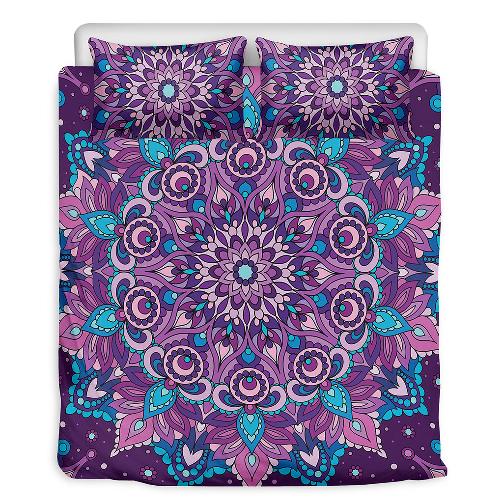 Purple And Blue Mandala Print Duvet Cover Bedding Set