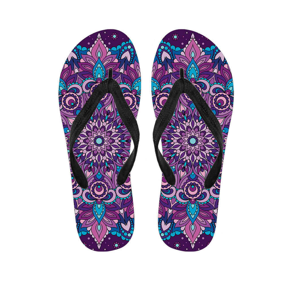 Purple And Blue Mandala Print Flip Flops