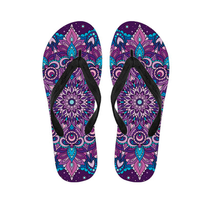 Purple And Blue Mandala Print Flip Flops
