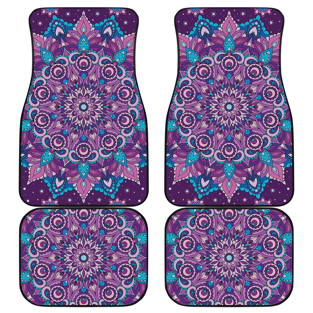 Purple And Blue Mandala Print Front and Back Car Floor Mats