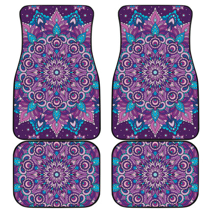 Purple And Blue Mandala Print Front and Back Car Floor Mats