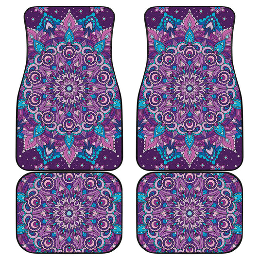 Purple And Blue Mandala Print Front and Back Car Floor Mats