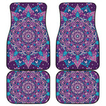 Purple And Blue Mandala Print Front and Back Car Floor Mats