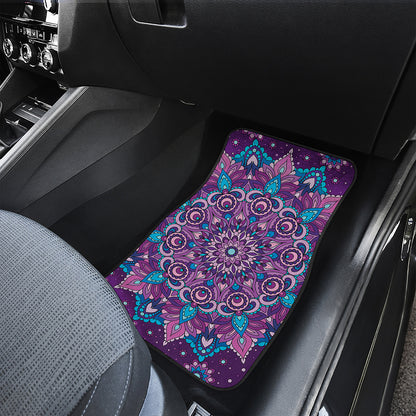 Purple And Blue Mandala Print Front and Back Car Floor Mats