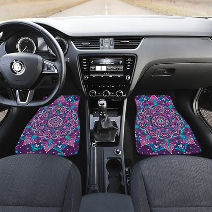 Purple And Blue Mandala Print Front Car Floor Mats