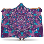 Purple And Blue Mandala Print Hooded Blanket