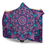 Purple And Blue Mandala Print Hooded Blanket
