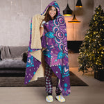 Purple And Blue Mandala Print Hooded Blanket