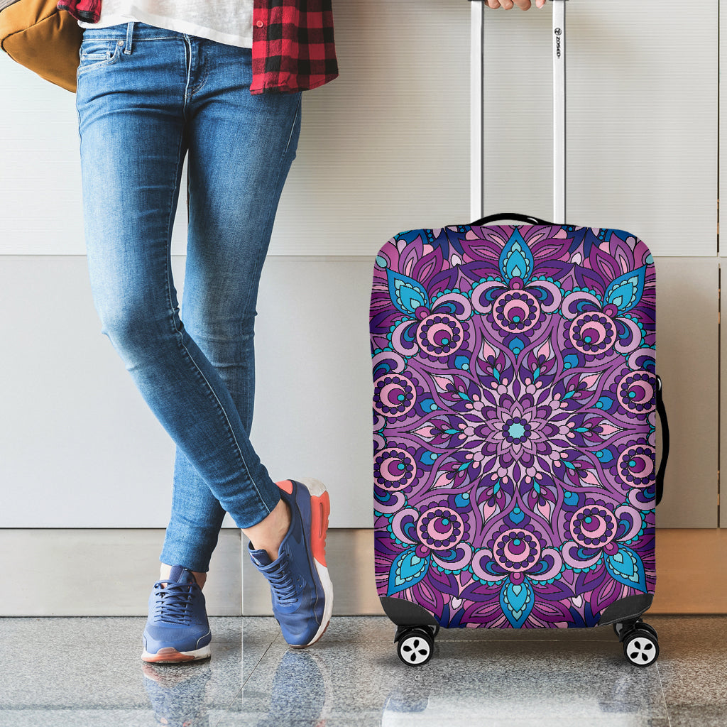 Purple And Blue Mandala Print Luggage Cover