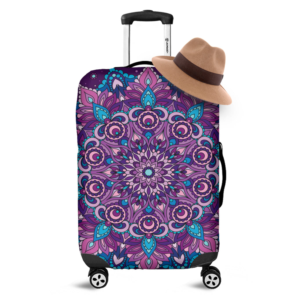 Purple And Blue Mandala Print Luggage Cover