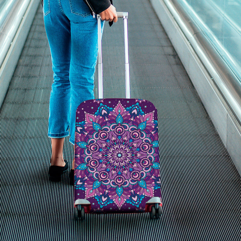 Purple And Blue Mandala Print Luggage Cover