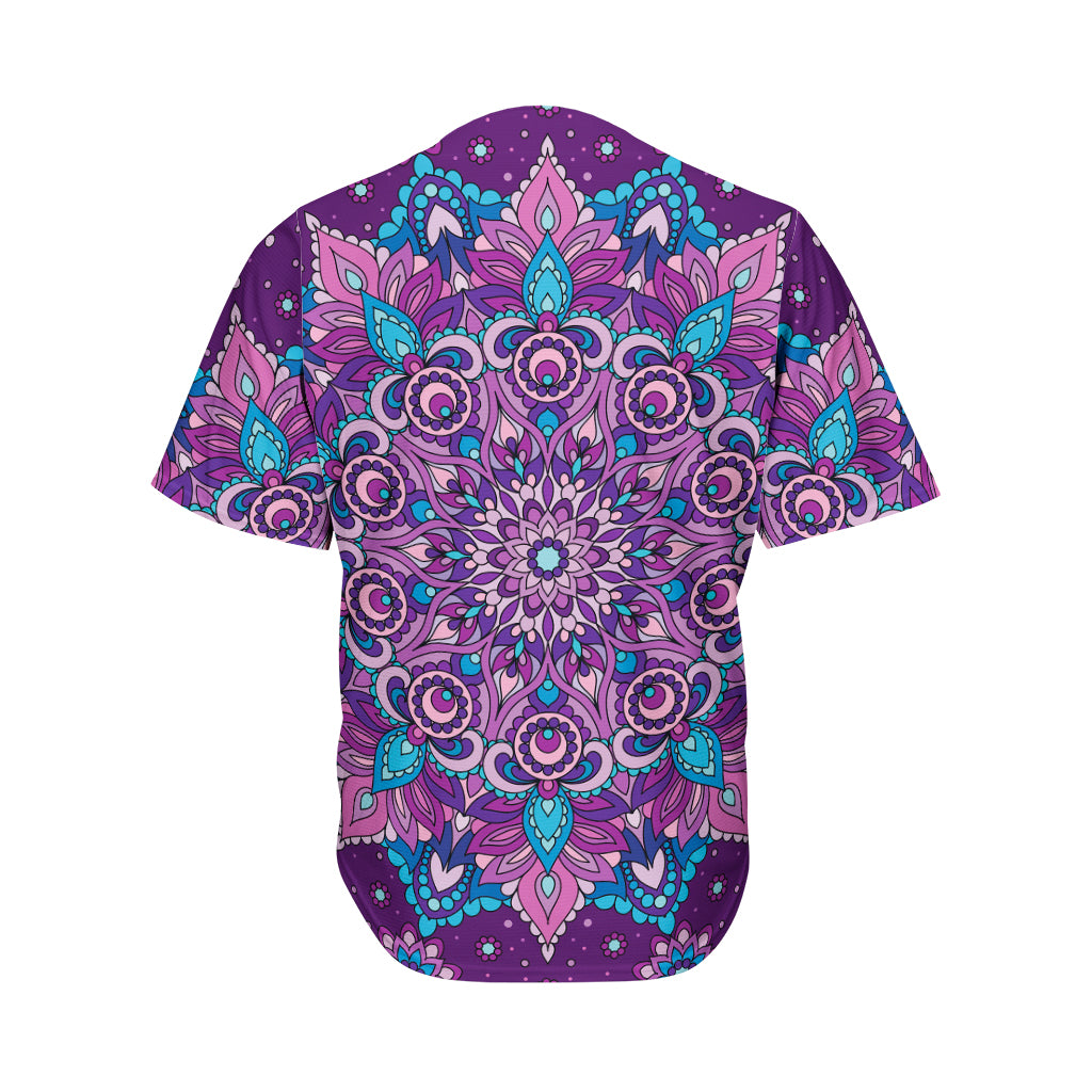 Purple And Blue Mandala Print Men's Baseball Jersey