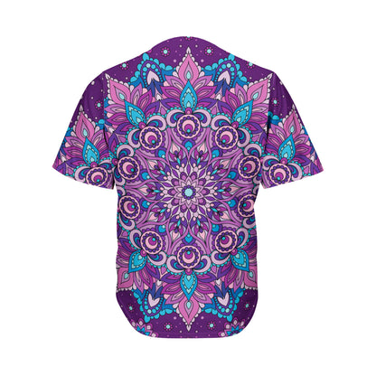 Purple And Blue Mandala Print Men's Baseball Jersey