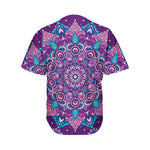 Purple And Blue Mandala Print Men's Baseball Jersey