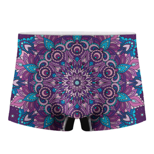 Purple And Blue Mandala Print Men's Boxer Briefs