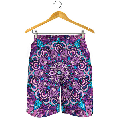 Purple And Blue Mandala Print Men's Shorts