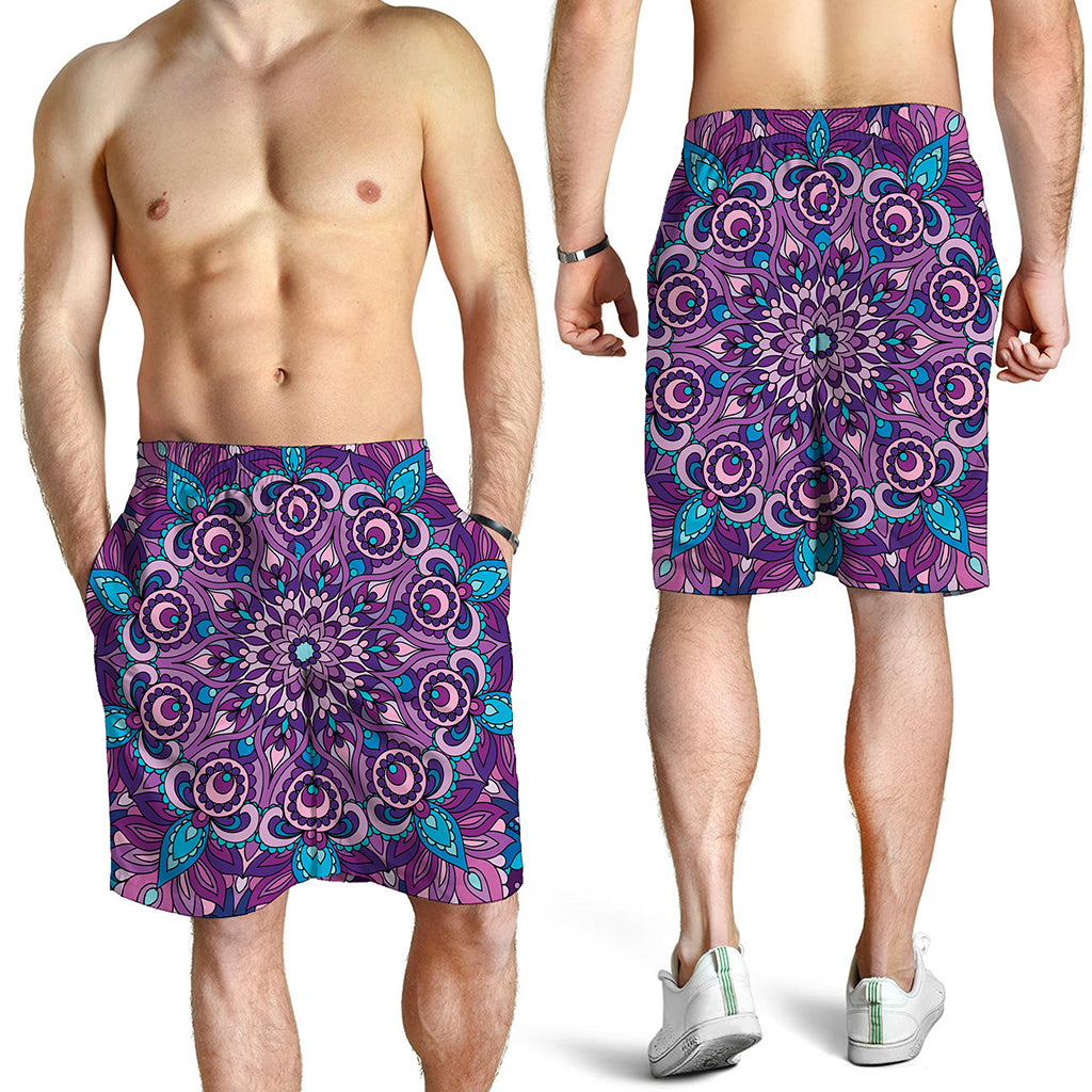 Purple And Blue Mandala Print Men's Shorts