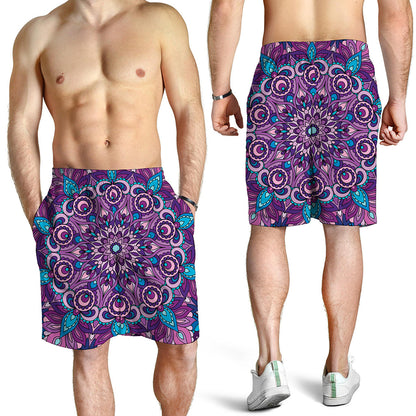 Purple And Blue Mandala Print Men's Shorts
