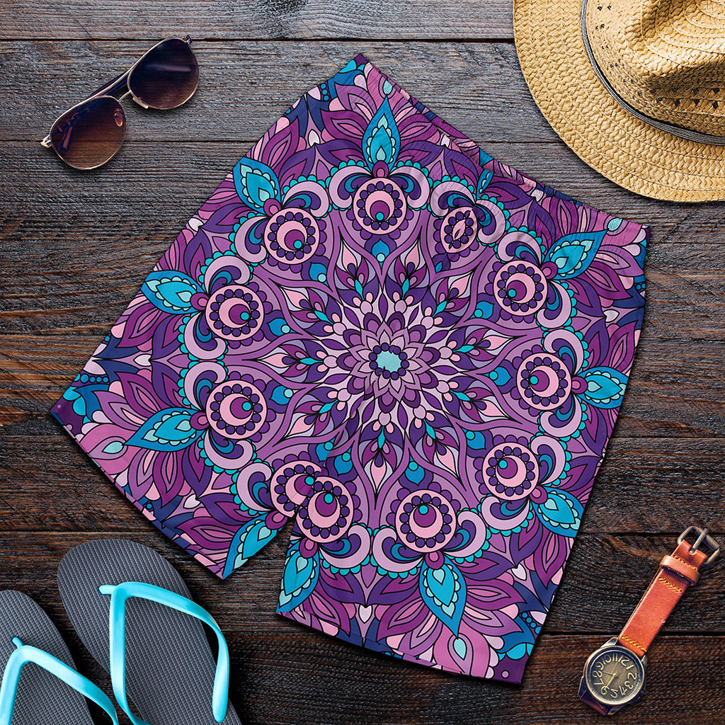 Purple And Blue Mandala Print Men's Shorts