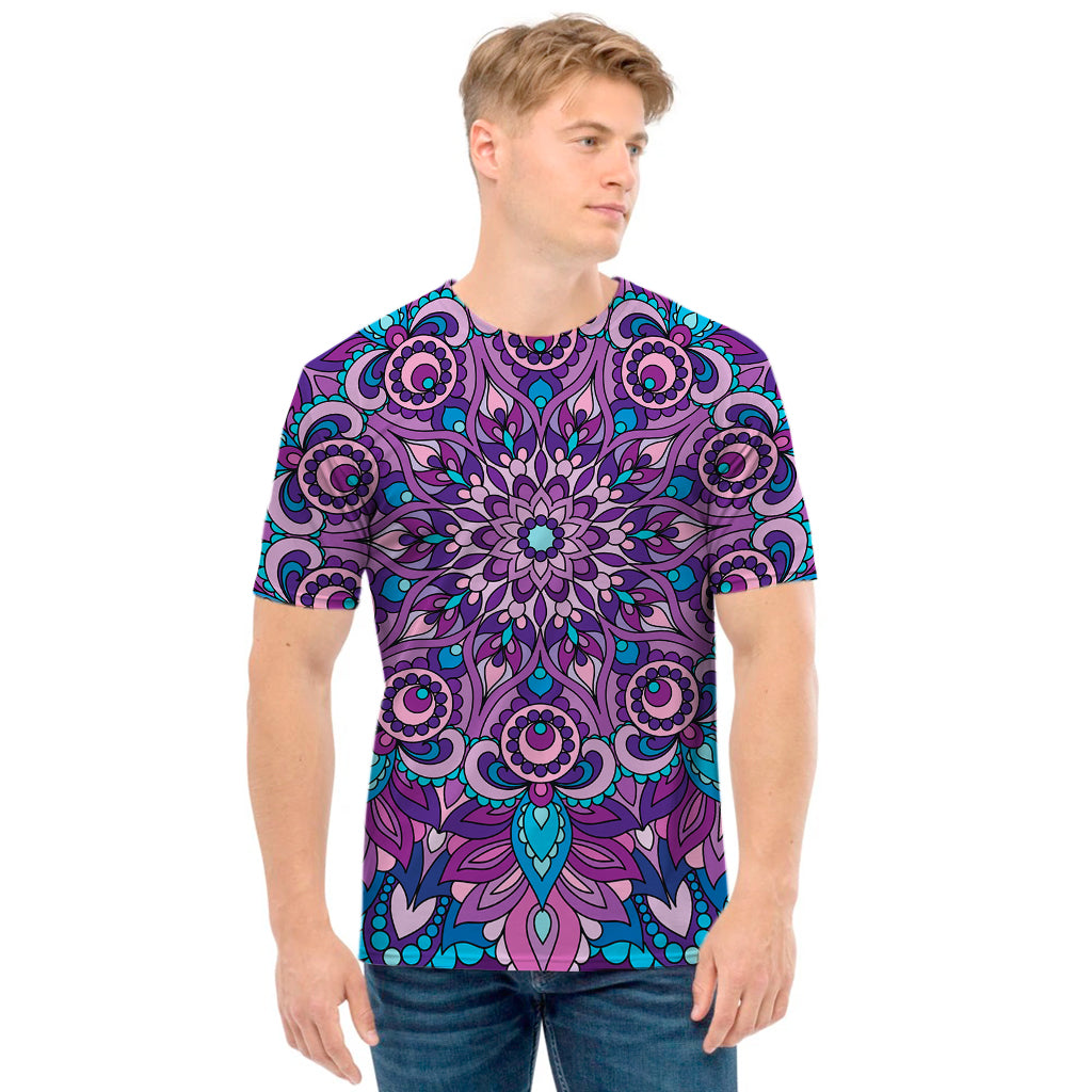 Purple And Blue Mandala Print Men's T-Shirt
