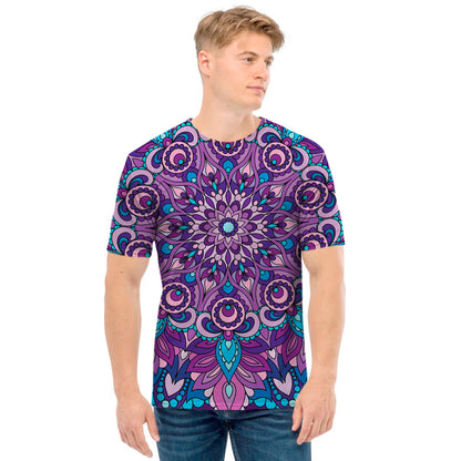 Purple And Blue Mandala Print Men's T-Shirt