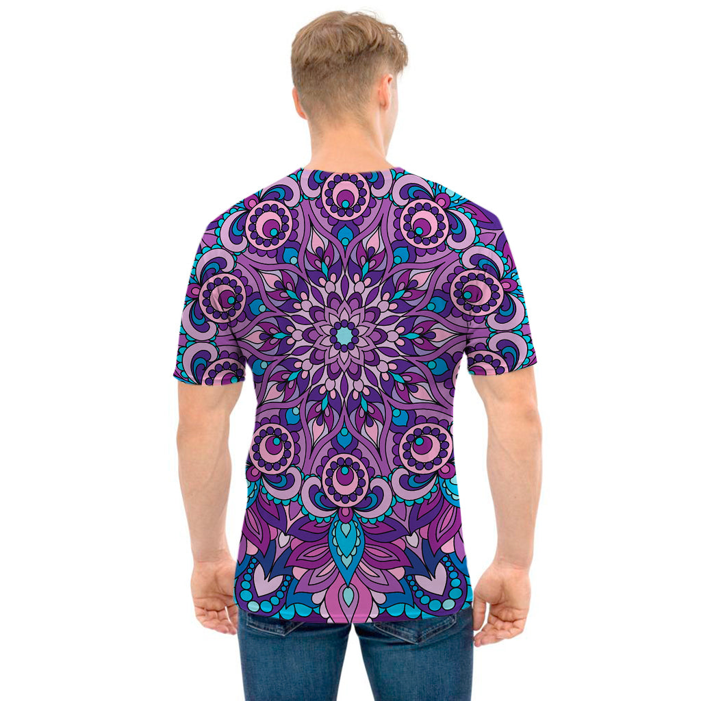 Purple And Blue Mandala Print Men's T-Shirt